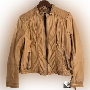 NWT Cognac Leather Jacket